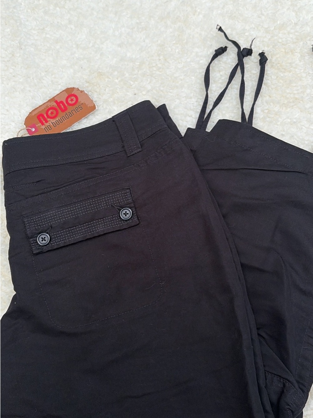 NO Boundaries Black Women's Capris with Back Flap Pocket and Drawstrings